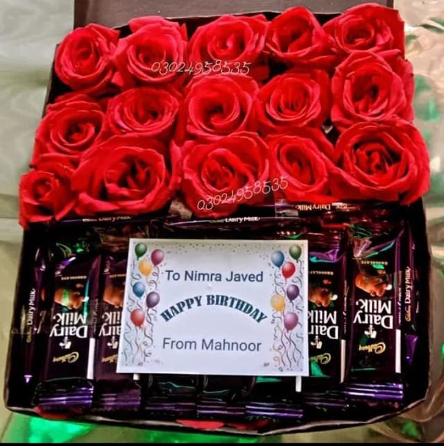 Fresh Flowers and chocolate box