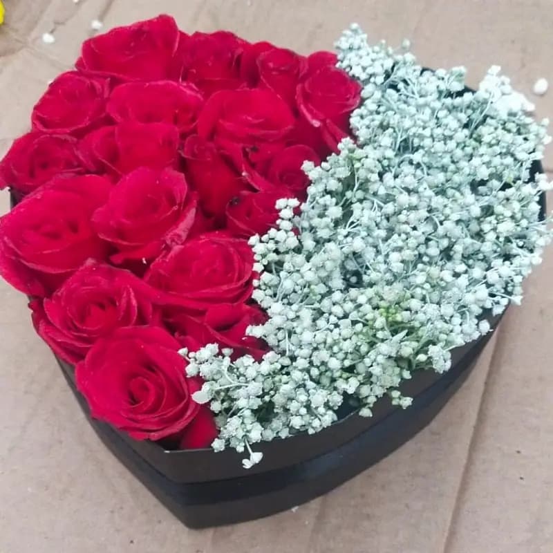 Fresh Flowers Heart Shape Box 