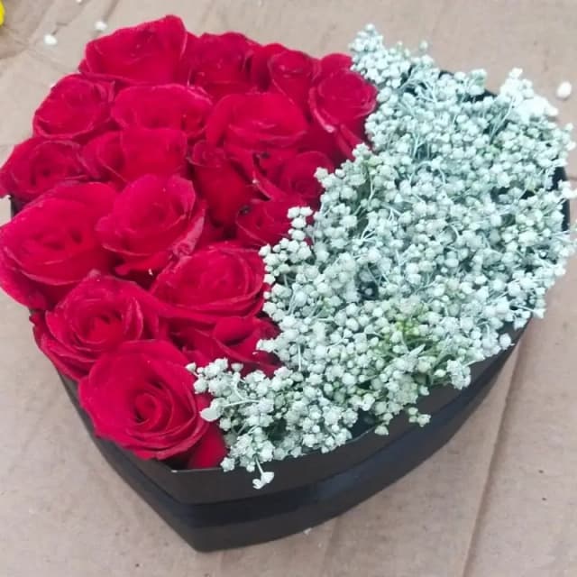 Fresh Flowers Heart Shape Box 
