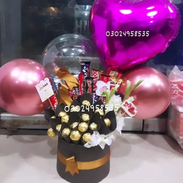 Flower And Chocolate Basket