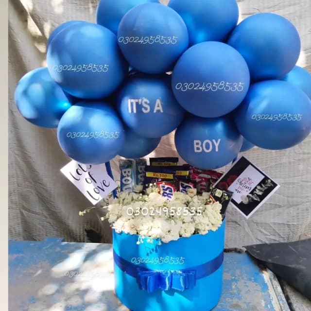 Flower And Chocolate Balloon Basket