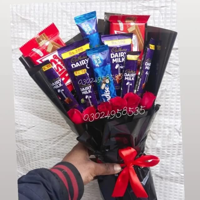 Flower And Chocolate Bouquet