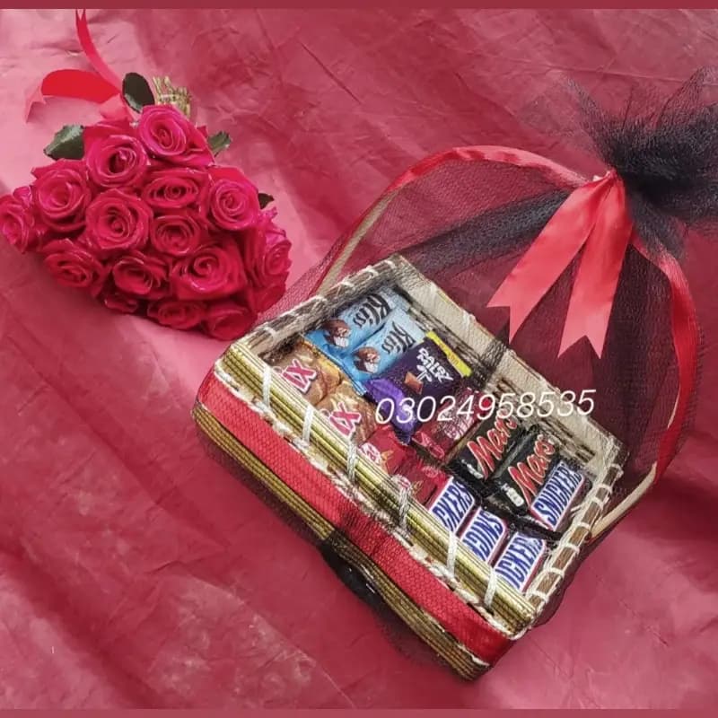Flower bouquet chocolate basket