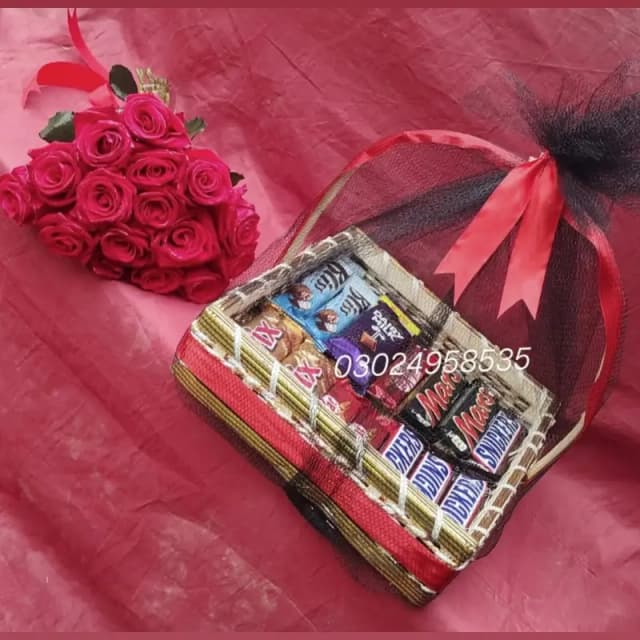 Flower bouquet chocolate basket