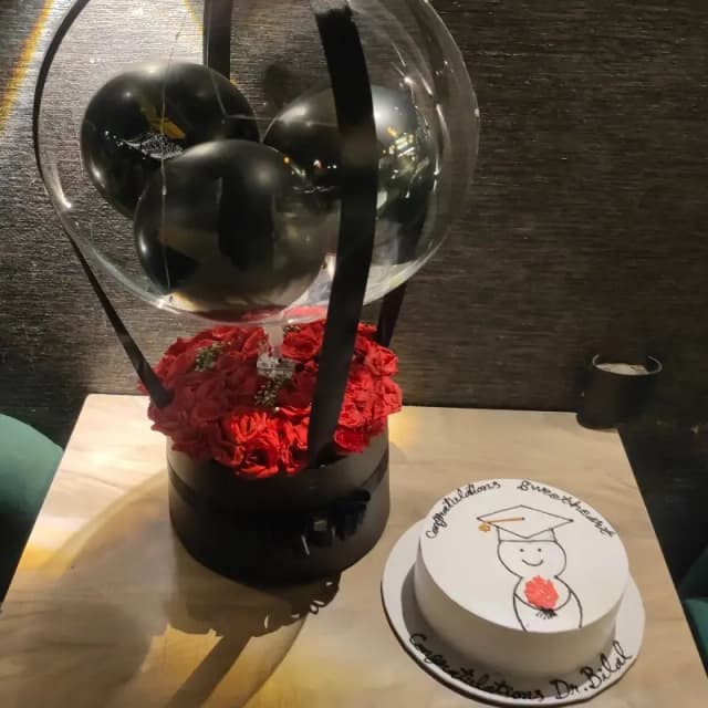 Fresh flower  and cake