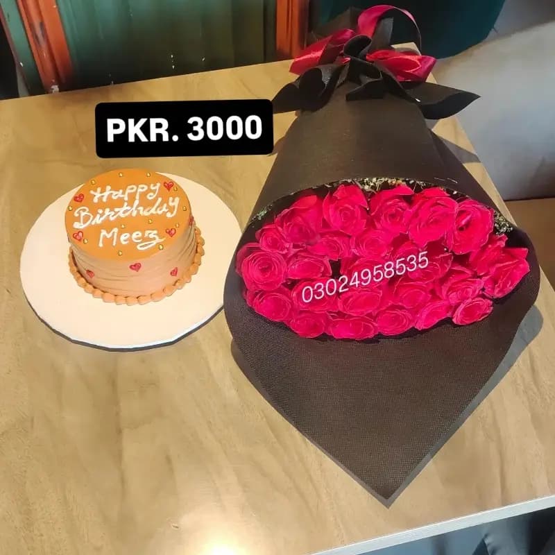 Fresh flower and cake